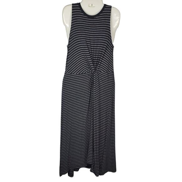 GAP Striped Maxi Jersey Knit Knotted Dress Black Cream Size Medium NWT Lounge - Picture 1 of 7